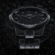 Daniel Wellington Iconic Link Ceramic Black Dial Black Steel Strap Watch For Women - DW00100414