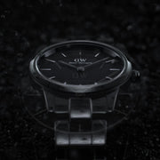 Daniel Wellington Iconic Link Ceramic Black Dial Black Steel Strap Watch For Women - DW00100415