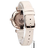 Emporio Armani Gianni T Bar Quartz White Dial Beige Leather Strap Watch For Women - AR1927
