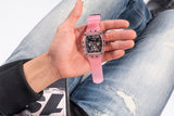 Guess Sporting Black Dial Pink Rubber Strap Watch for Men - GW0032G1