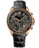 Hugo Boss Driver Black Dial Black Leather Strap Watch for Men - 1513092