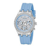 Guess Heiress Diamonds Blue Dial Blue Rubber Strap Watch for Women - GW0407L1