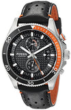 Fossil Wakefield Chronograph Black Dial Black Leather Strap Watch for Men - CH2953