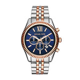 Michael Kors Lexington Blue Dial Two Tone Steel Strap Watch for Men - MK8412