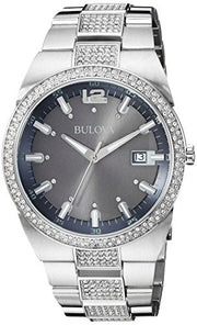 Bulova Crystal Collection Brown Dial Silver Steel Strap Watch for Men - 96B221
