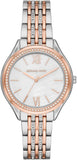 Michael Kors Mindy Three Hand White Dial Two Tone Steel Strap Watch For Women - MK7077