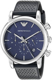 Emporio Armani Luigi Chronograph Blue Dial Black Leather Strap Watch For Men - AR1736