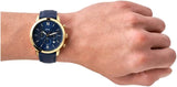 Fossil Neutra Chronograph Blue Dial Blue Leather Strap Watch for Men - FS5790