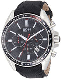 Hugo Boss Driver Black Dial Black Leather Strap Watch for Men -1513087