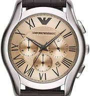 Emporio Armani Valente Chronograph Brown Dial Brown Leather Strap Watch For Men - AR1785
