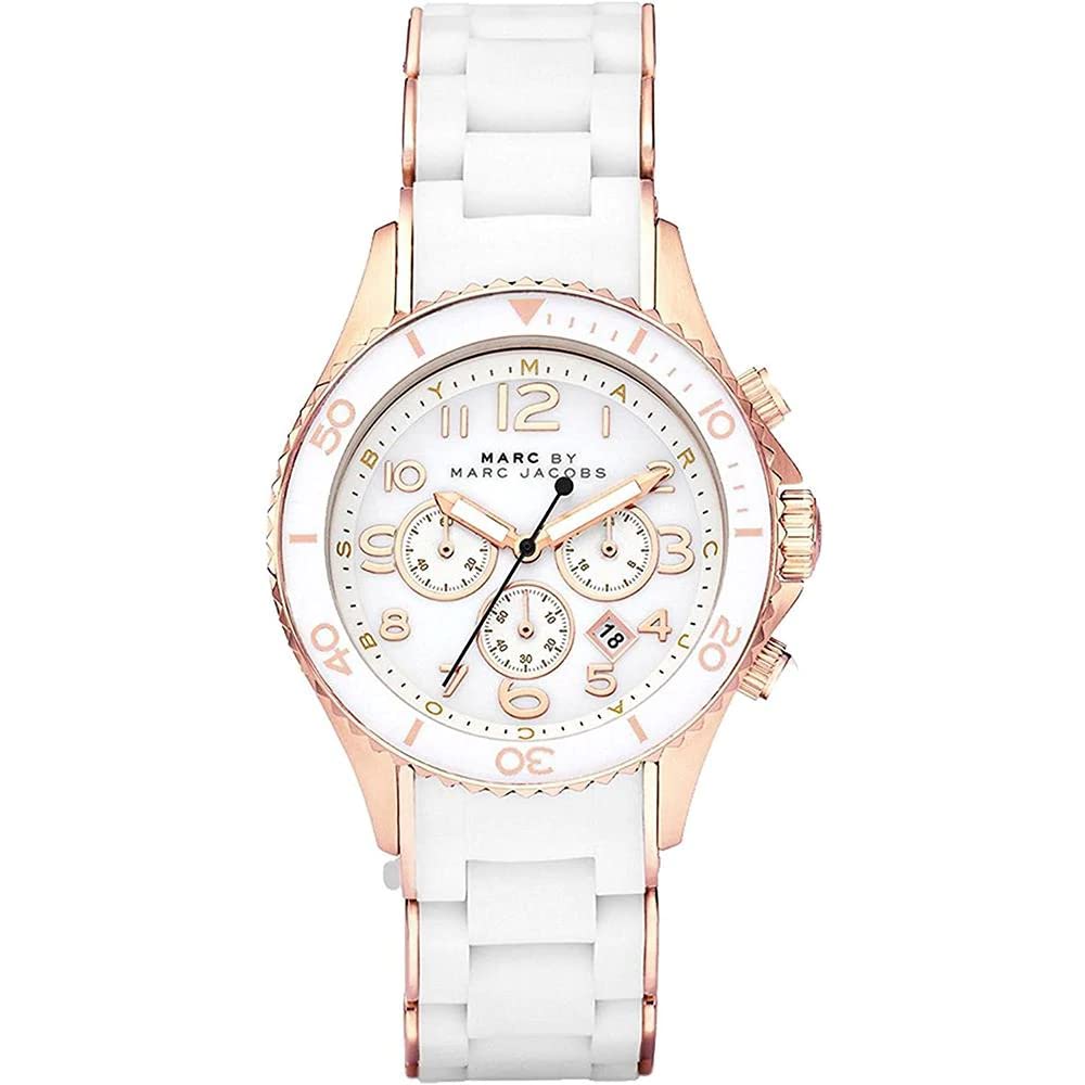 Marc Jacobs Rock Chronograph White Dial White Silicone Strap 