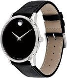 Movado Museum Classic Black Dial Black Leather Strap Watch for Men - 0607194