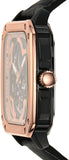 Fossil Inscription Automatic Skeleton Rose Gold Dial Black Leather Strap Watch for Men - BQ2572