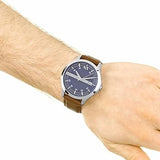 Armani Exchange Hampton Chronograph Blue Dial Brown Leather Strap Watch For Men - AX2133