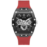 Guess Phoenix Multifunction Black Dial Red Rubber Strap Watch for Men - GW0203G4