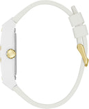 Guess Phoenix Analog Gold Dial White Silicone Strap Watch For Men - GW0499G5