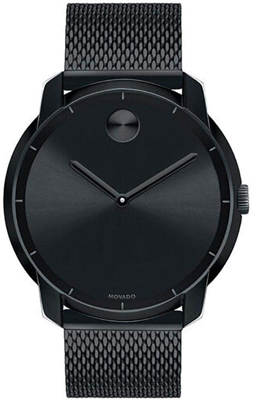 Movado Bold Black Dial Black Mesh Bracelet Watch For Men