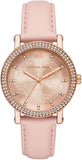 Michael Kors Corey Analog Rose Gold Dial Pink Leather Strap Watch For Women - MK2987