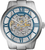 Fossil Townsman Automatic Skeleton Silver Dial Silver Steel Strap Watch for Men - ME3044