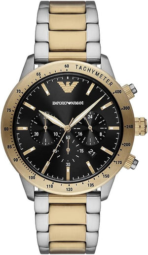 Emporio Armani Analog Chronograph Black Dial Two Tone Steel Strap Watch For Men - AR11521