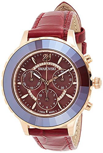 Octea Lux Chrono watch, Swiss Made, Leather strap, Blue, Rose gold-tone  finish
