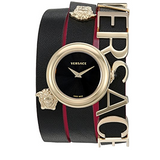 Versace V-Flare Quartz Black Dial Black Leather Strap Watch for Women - VEBN00218