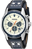 Fossil Coachman Chronograph White Dial Blue Leather Strap Watch for Men - CH3051