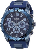 Guess Velocity Chronograph Blue Dial Blue Rubber Steel Strap Watch for Men - W0599G4