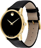 Movado Museum Classic Quartz Black Dial Black Leather Strap Watch for Men - 0607195