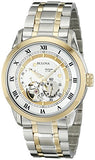 Bulova BVA Skeleton Silver Dial Two Tone Steel Strap Watch for Men - 98A230