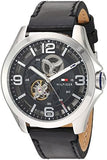 Tommy Hilfiger Bruce Analog Black Dial Black Leather Strap Watch for Men - 1791279