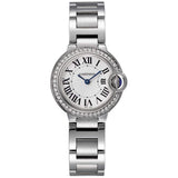 Cartier Ballon Bleu De Cartier Diamonds White Dial Silver Steel Strap Watch for Women - W4BB0015