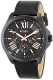 Fossil Cecile Multifunction Black Dial Black Leather Strap Watch for Men - AM4523