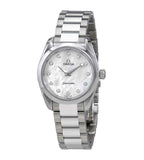 Omega Seamaster Aqua Terra Quartz Diamonds Mother of Pearl Dial Silver Steel Strap Watch for Women - 220.10.28.60.55.001