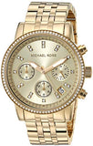 Michael Kors Runway Chronograph Gold Dial Gold Steel Strap Watch For Women - MK5698