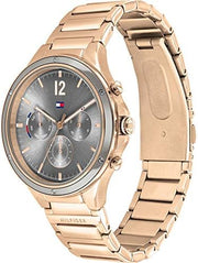 Tommy Hilfiger Eve Chronograph Quartz Grey Dial Rose Gold Steel Strap Watch For Women - 1782277
