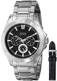 Guess Chronograph Black Dial Silver Steel Strap Watch for Men - W0193G2