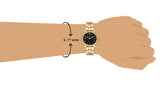 Michael Kors Corey Three Hand Black Dial Gold Steel Strap Watch for Women - MK7345