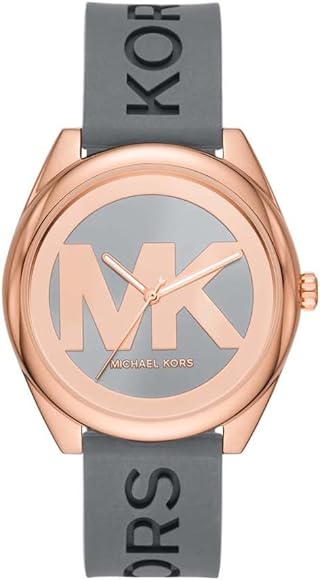 Michael Kors Janelle Three Hand Grey Dial Grey Rubber Strap  display picture 3