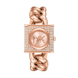 Michael Kors Chain Lock Three-Hand Rose Gold Dial Rose Gold Steel Strap Watch for Women - MK4827