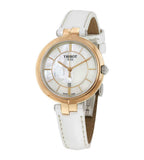 Jam Tangan Tissot T Lady Flamingo Mother of Pearl White Dial White Leather Strap Untuk Wanita - T094.210.26.111.01