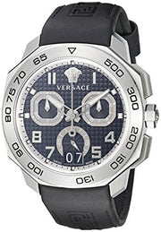 Versace Dylos Analog Black Dial Black Leather Strap Watch for Men - VQC010015