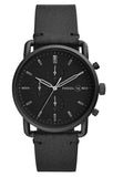 Fossil Commuter Black Dial Black Leather Strap Watch for for Men - FS5504