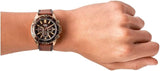 Fossil Garrett Chronograph Brown Dial Brown Leather Strap Watch for Men - FS5867