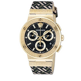 Versace Greca Chronograph Black Dial Brown Leather Strap Watch For Men - VEZ900621