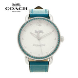 Coach Delancey White Dial Turquoise Leather Strap Watch for Women - 14502884