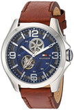 Tommy Hilfiger Bruce Analog Blue Dial Brown Leather Strap Watch for Men - 1791278