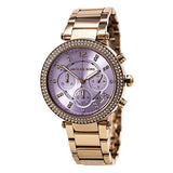 Michael Kors Parker Lilac Dial Gold Steel Strap Watch for Women - MK6169