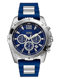 Guess Sport Multifunction Blue Dial Blue Rubber Strap Watch For Men - W0167G3