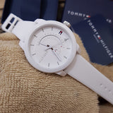 Tommy Hilfiger Denim Analog White Dial White Rubber Strap Watch for Men - 1791481